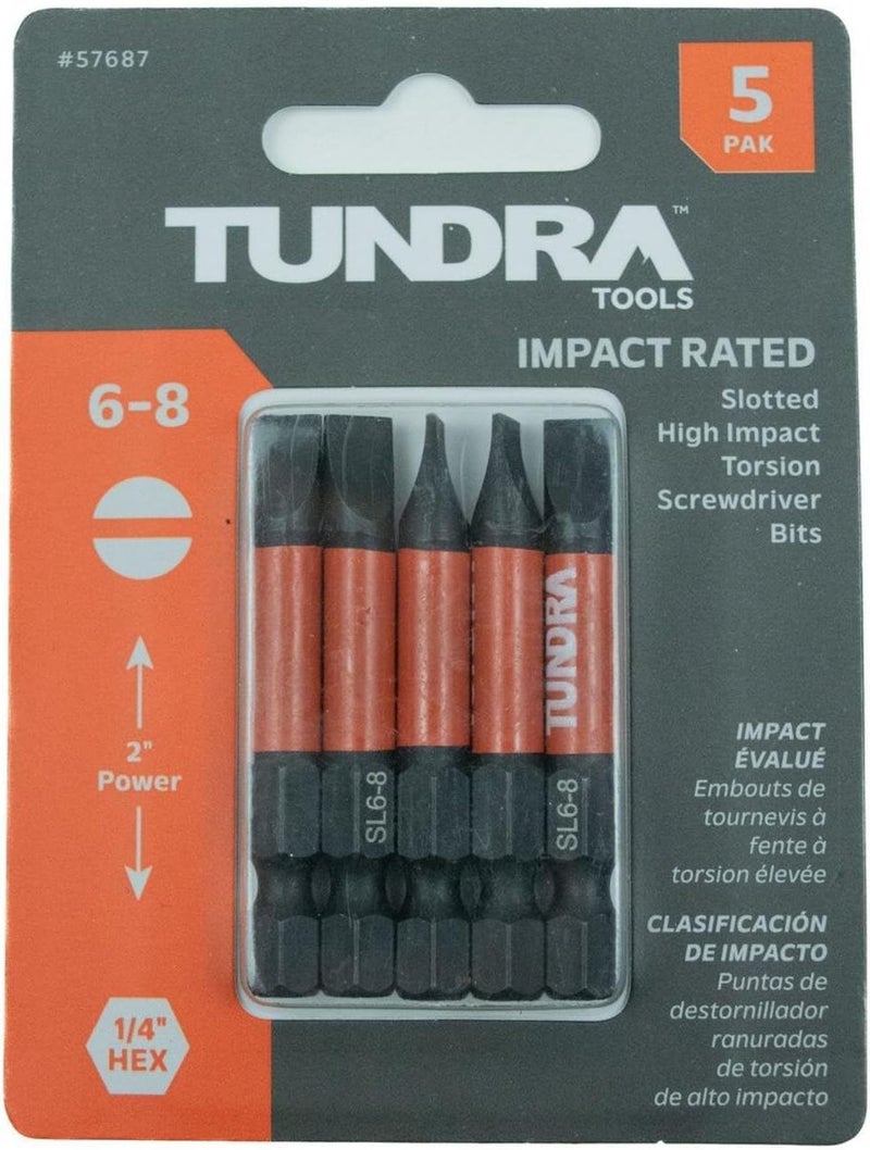 Tundra Tools #6-8 Impact Screwdriving Slotted Bits, 5 pack, impact rated for impact drivers - Image 5